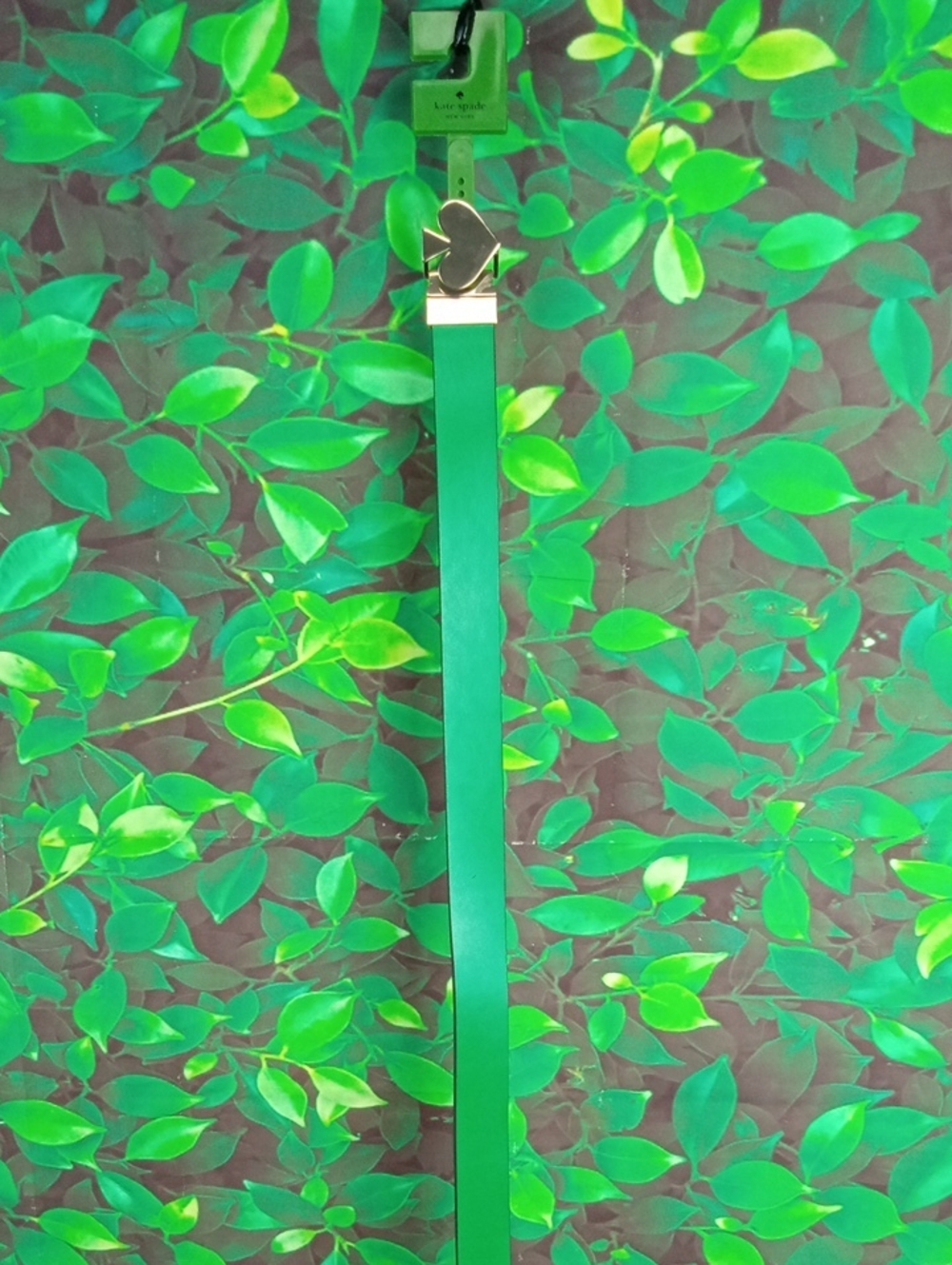 🛍️ kate spade Green Belt with Goldtone Spade Buckle